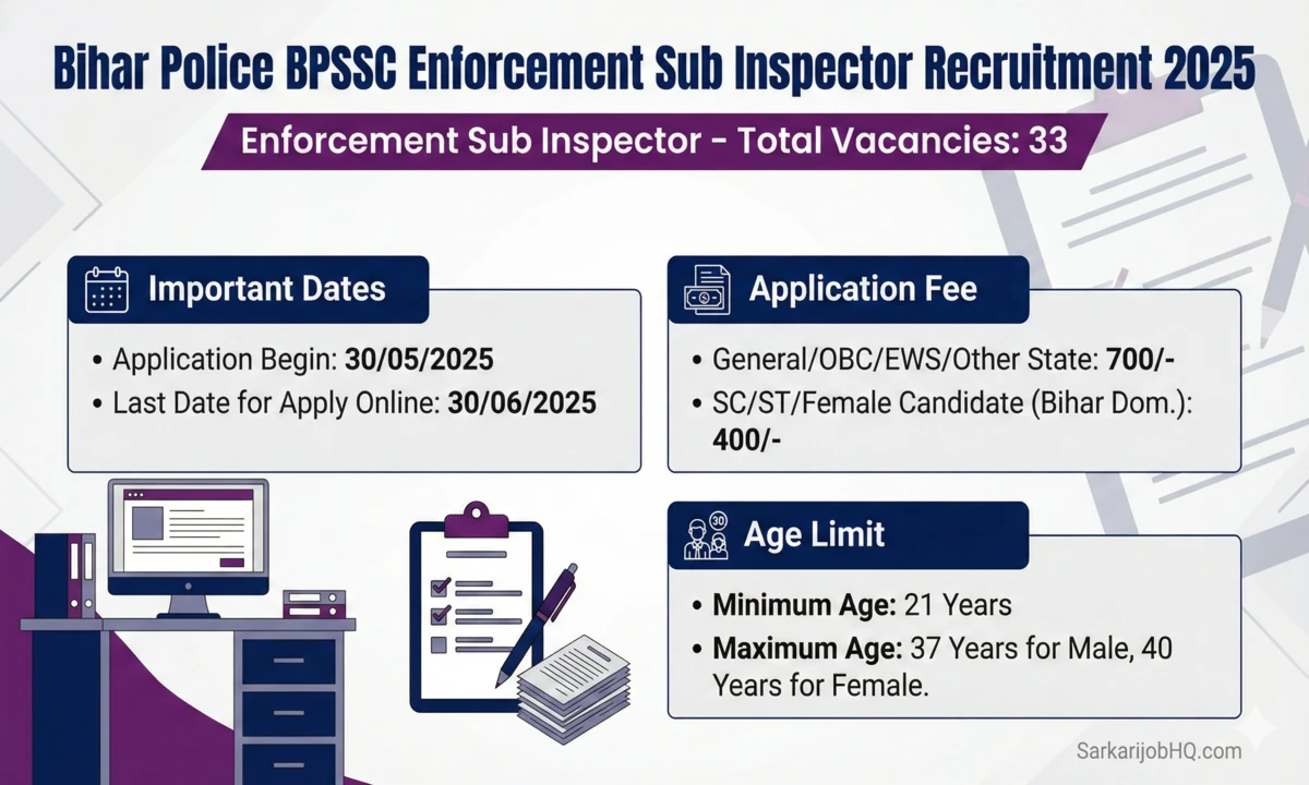 Bihar Police BPSSC Enforcement Sub Inspector PET Admit Card 2026